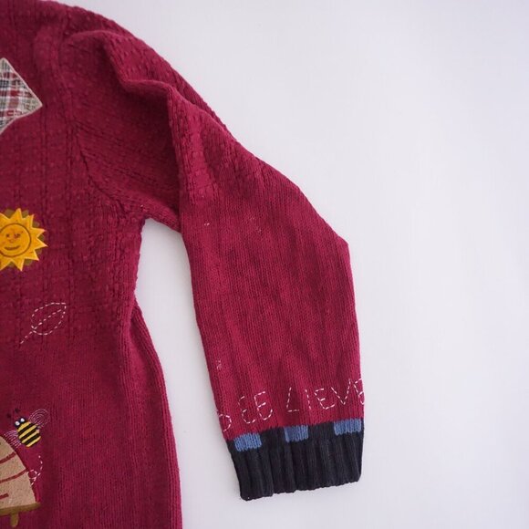 Vintage Quacker Factory Maroon Knit Embroidered Button Knit Cardigan Sweater M - Picture 5 of 11